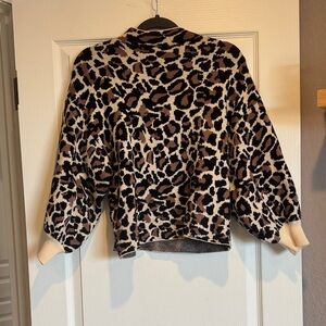 Line & Dot Animal Print Cowl Neck Sweater